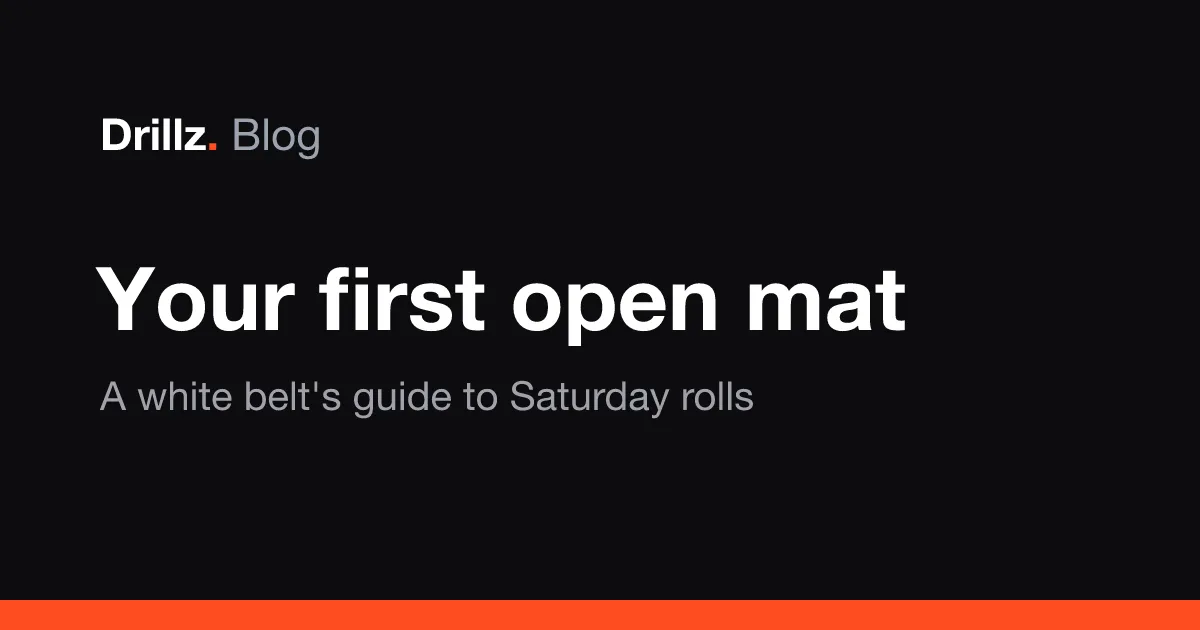 Drillz blog cover: your first BJJ open mat as a white belt, what to expect